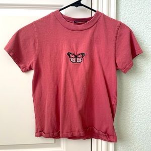 Brandy Melville pink butterfly shirt